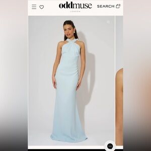 OddMuse London Cross Halter Neck Maxi Dress - Powder Blue